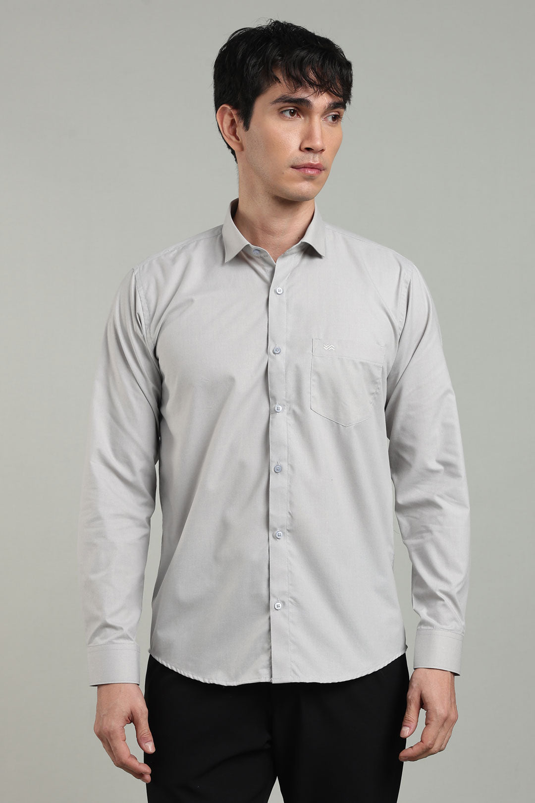 Grey Formal Plain Regular Fit Shirt | Cool Cotton