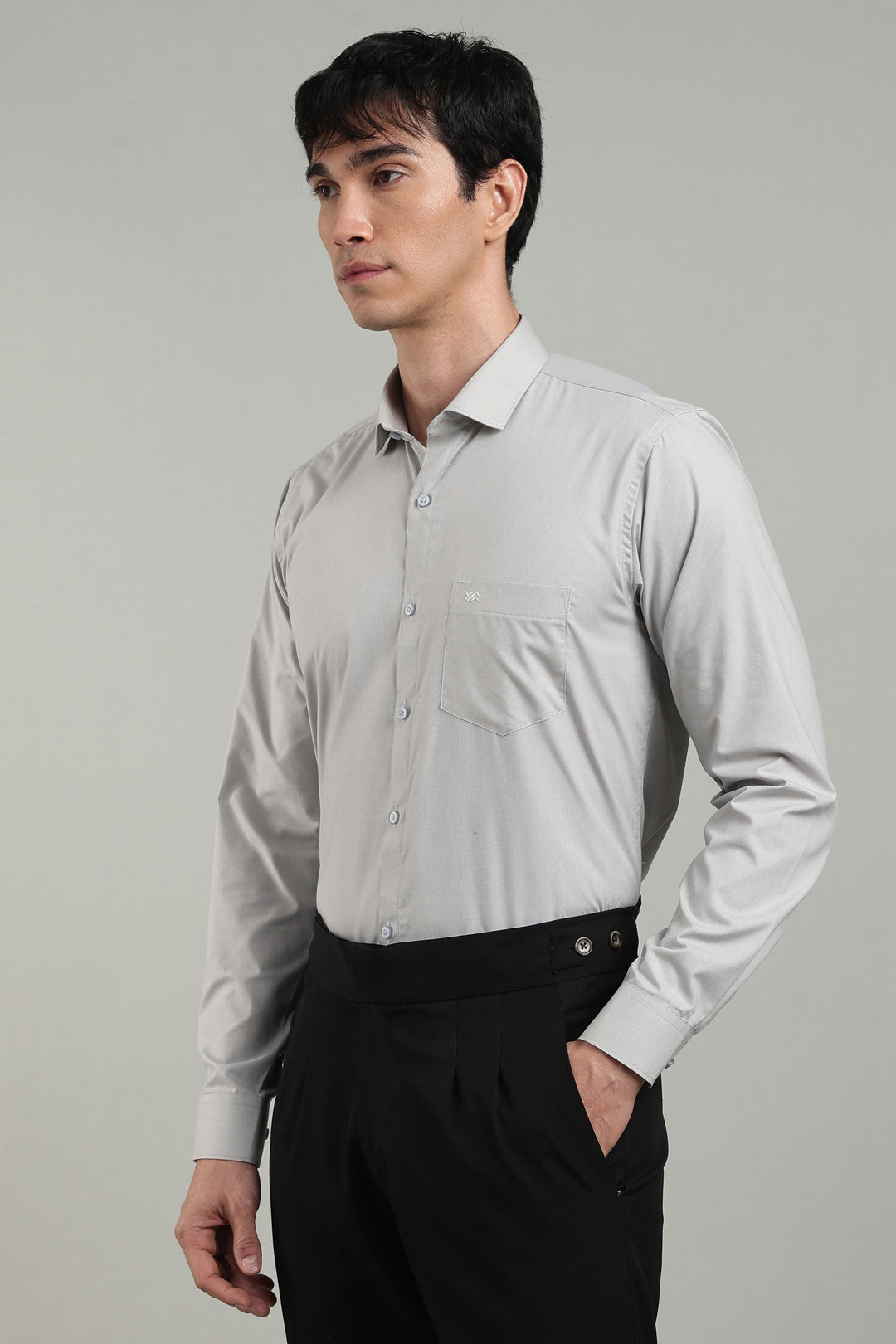 Grey Formal Plain Regular Fit Shirt | Cool Cotton