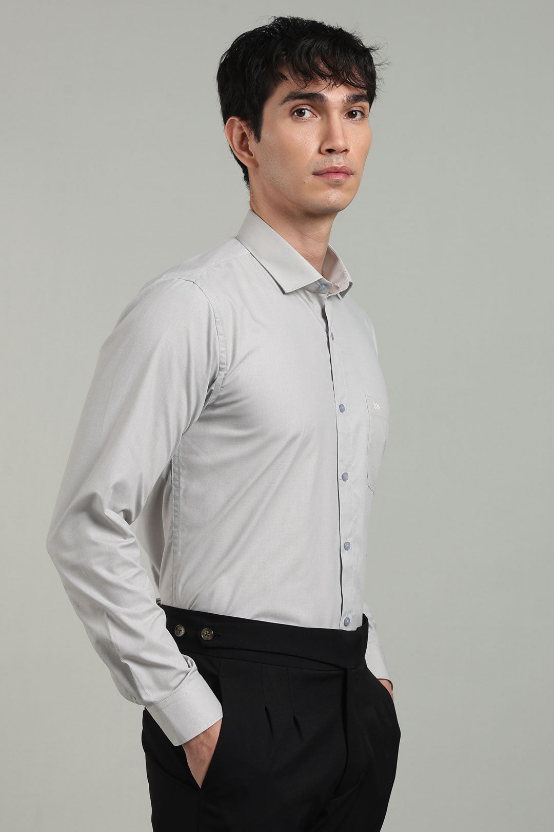 Grey Formal Plain Regular Fit Shirt | Cool Cotton