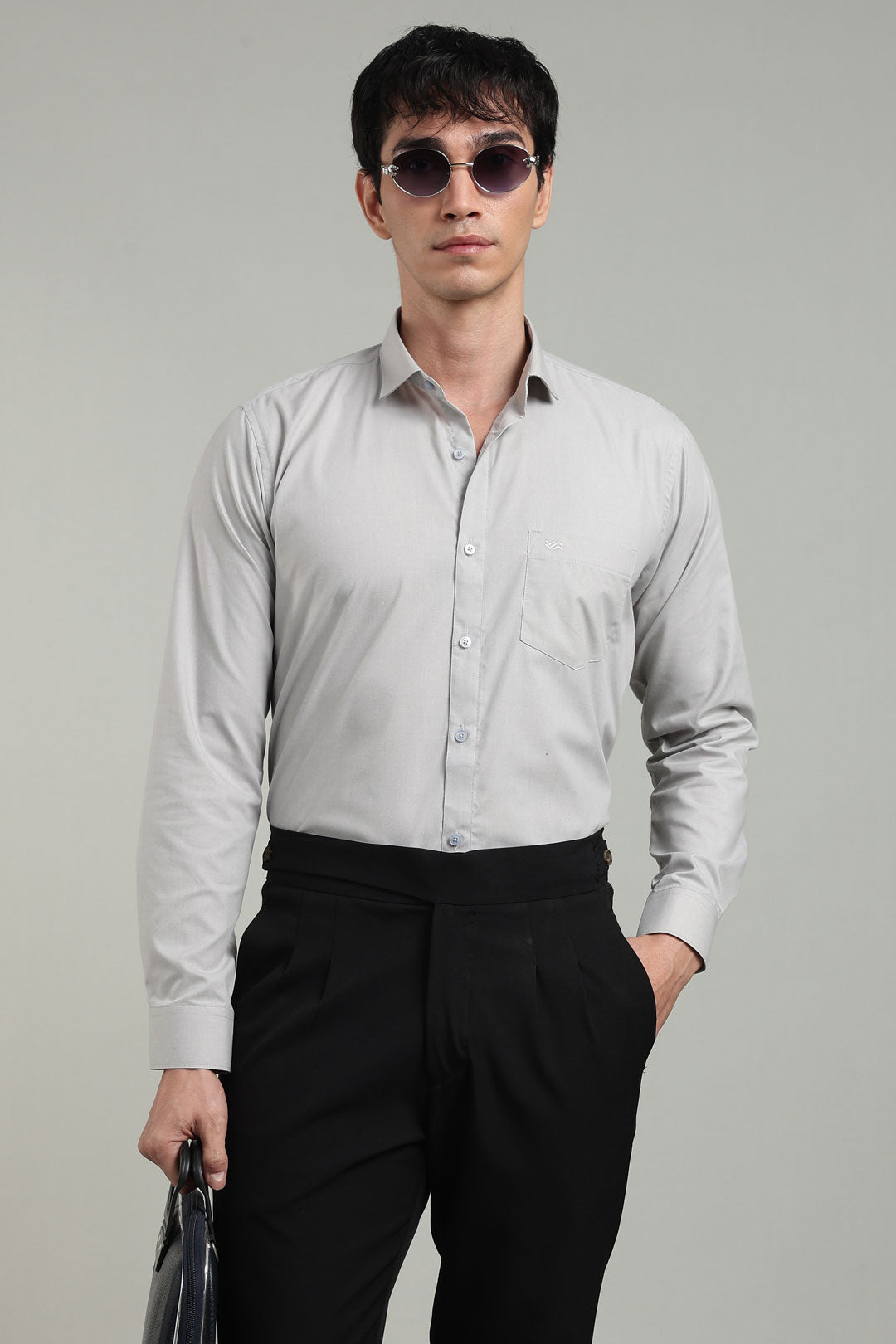 Grey Formal Plain Regular Fit Shirt | Cool Cotton