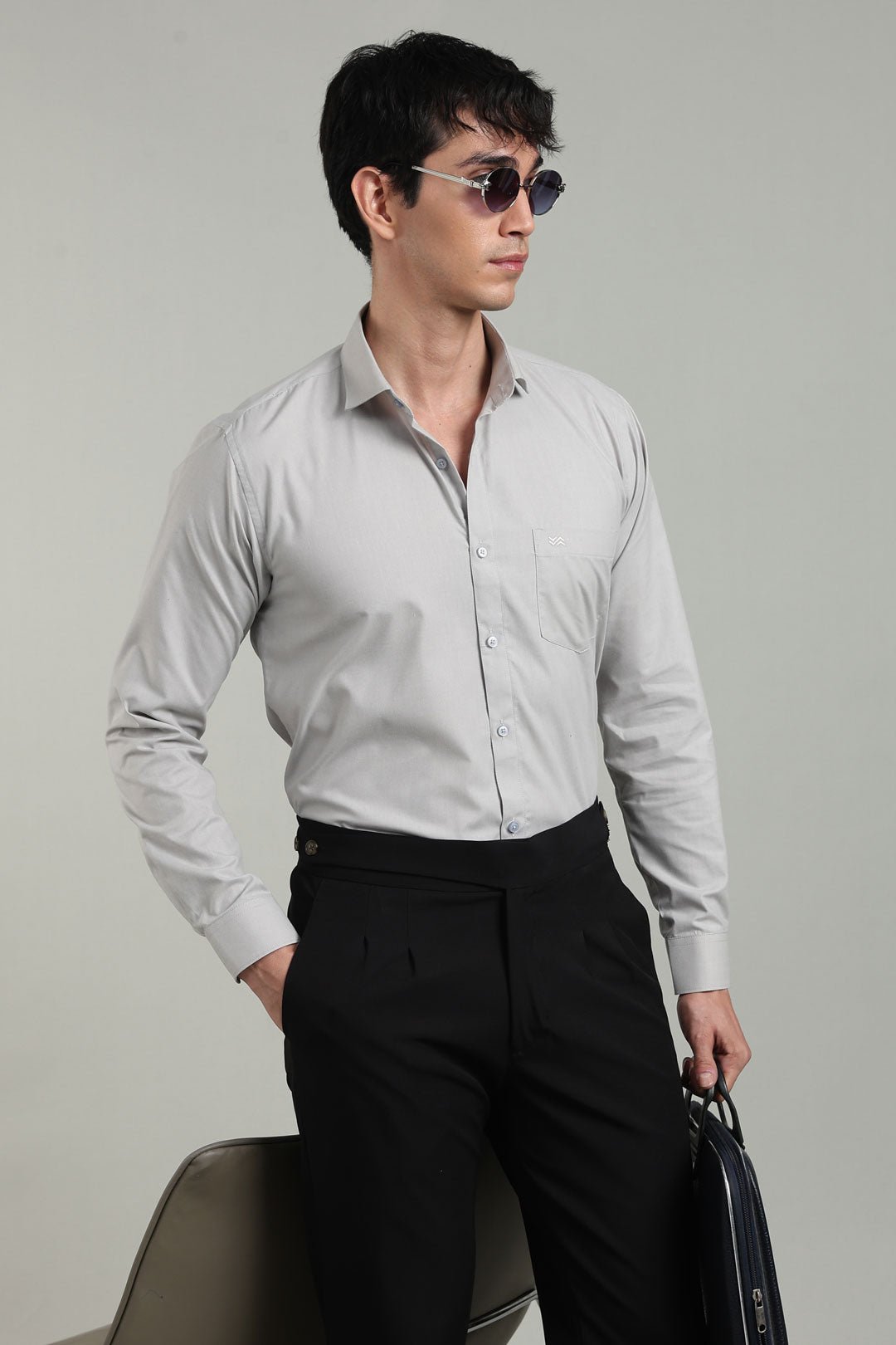 Grey Formal Plain Regular Fit Shirt | Cool Cotton