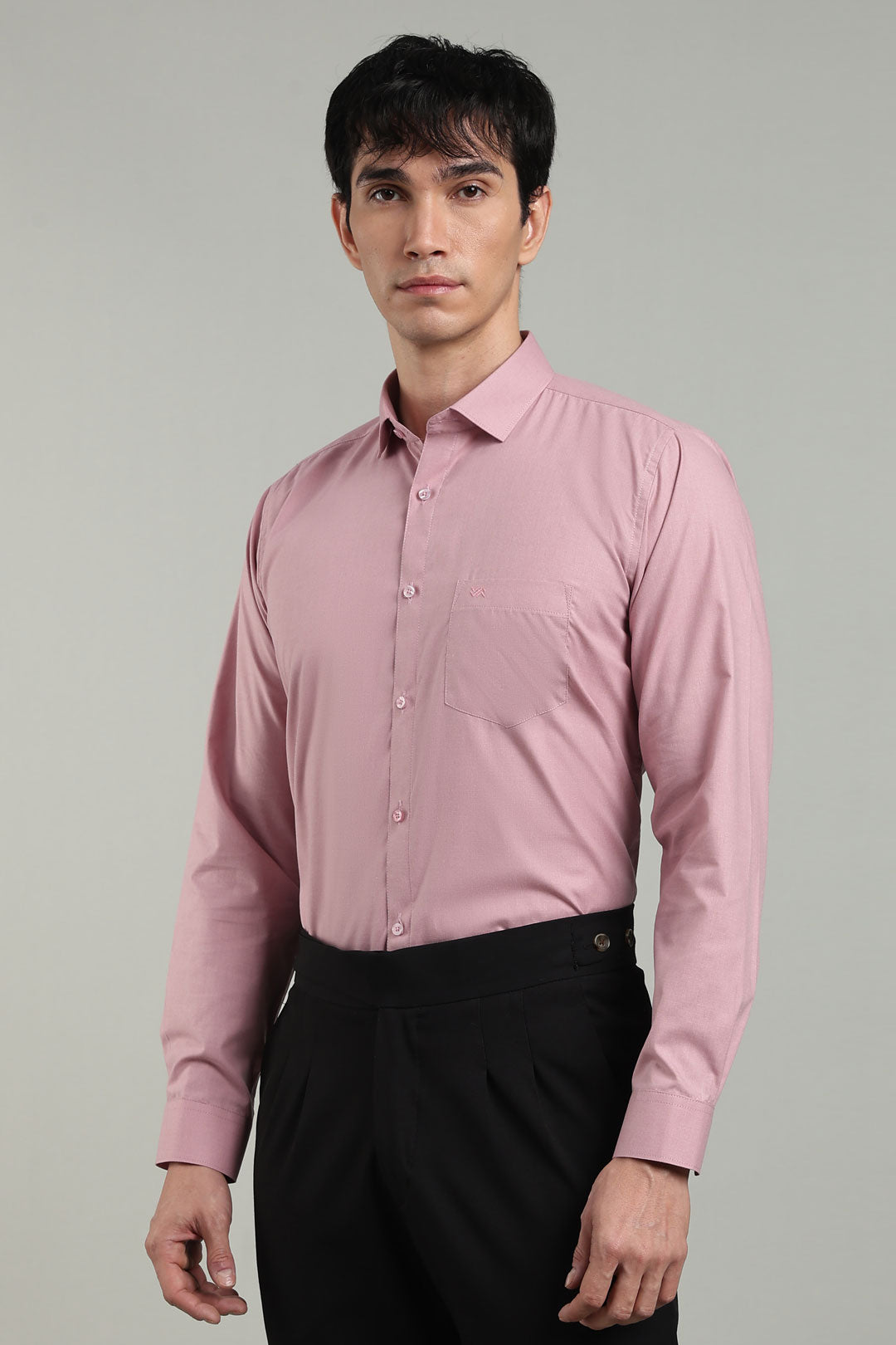 Pink Formal Plain Regular Fit Shirt | Mystery
