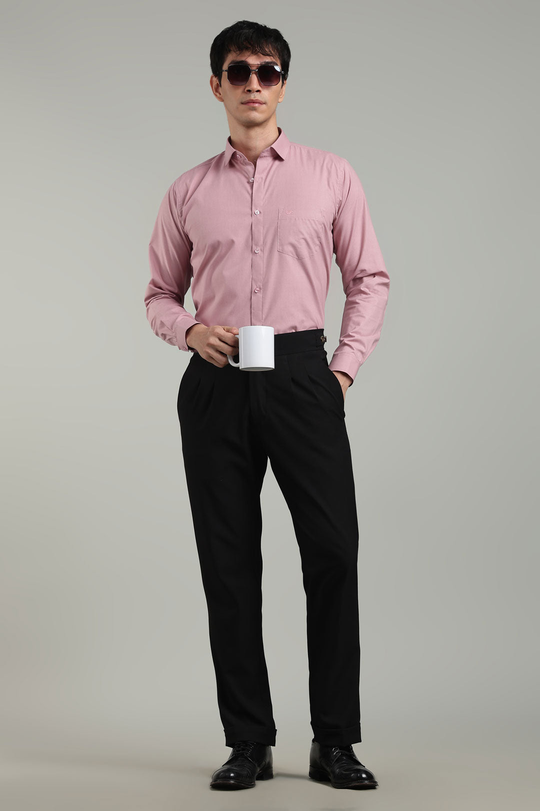 Pink Formal Plain Regular Fit Shirt | Mystery