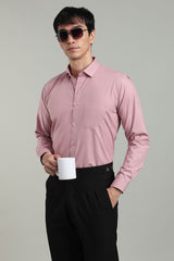 Pink Formal Plain Regular Fit Shirt | Mystery