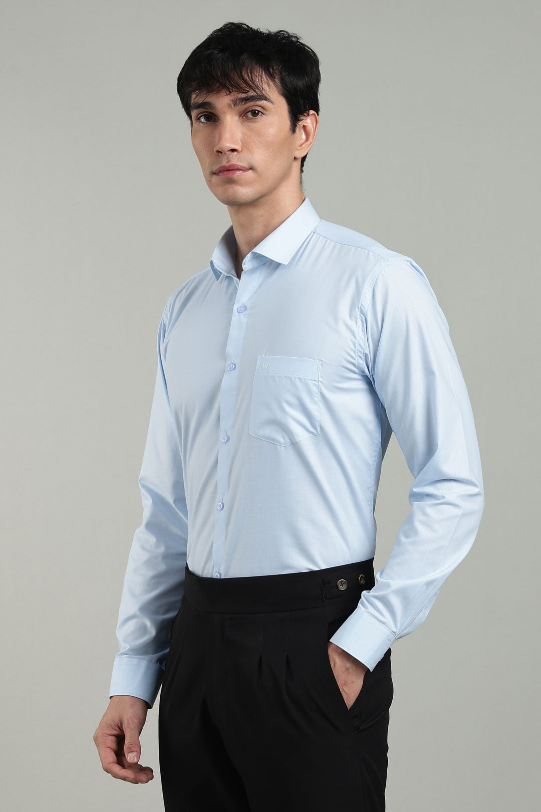 Blue Formal Plain Regular Fit Shirt | Cool Cotton