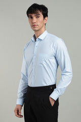 Blue Formal Plain Regular Fit Shirt | Cool Cotton
