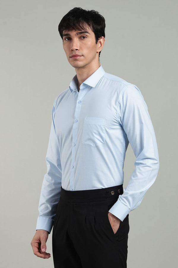 Blue Formal Plain Regular Fit Shirt | Cool Cotton