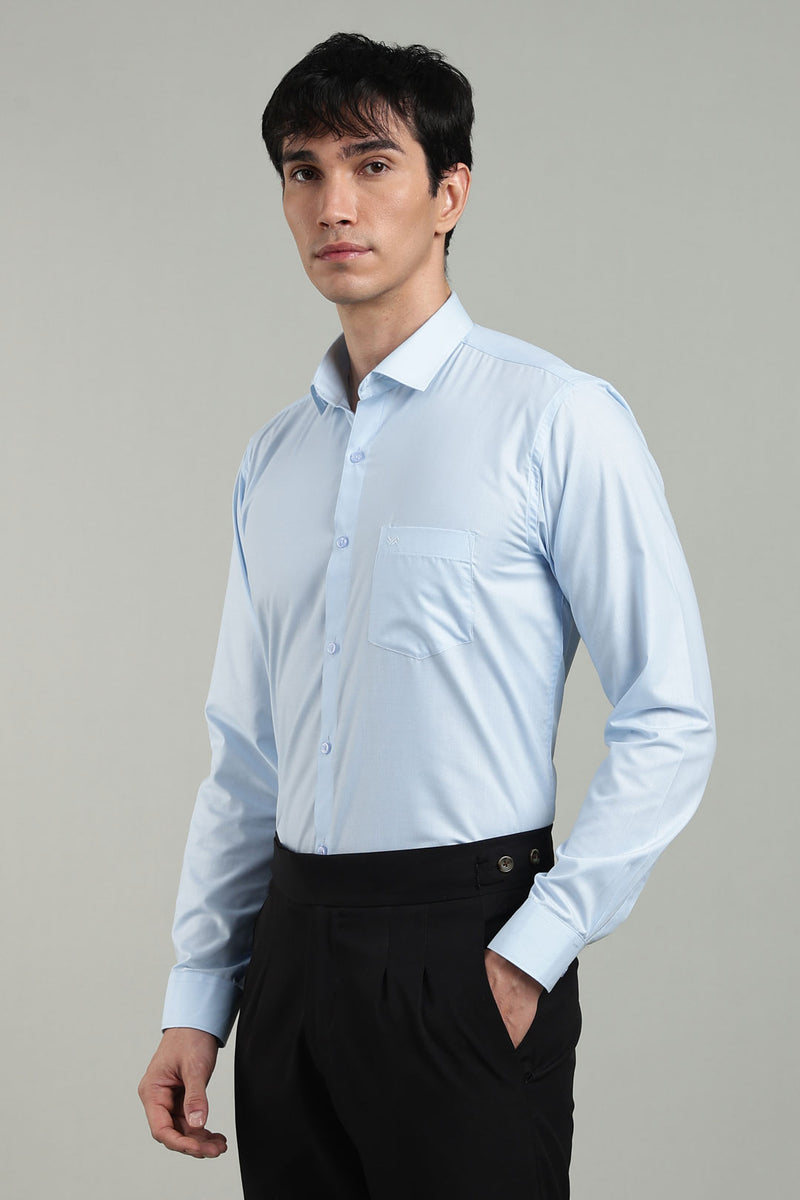 Blue Formal Plain Regular Fit Shirt | Cool Cotton