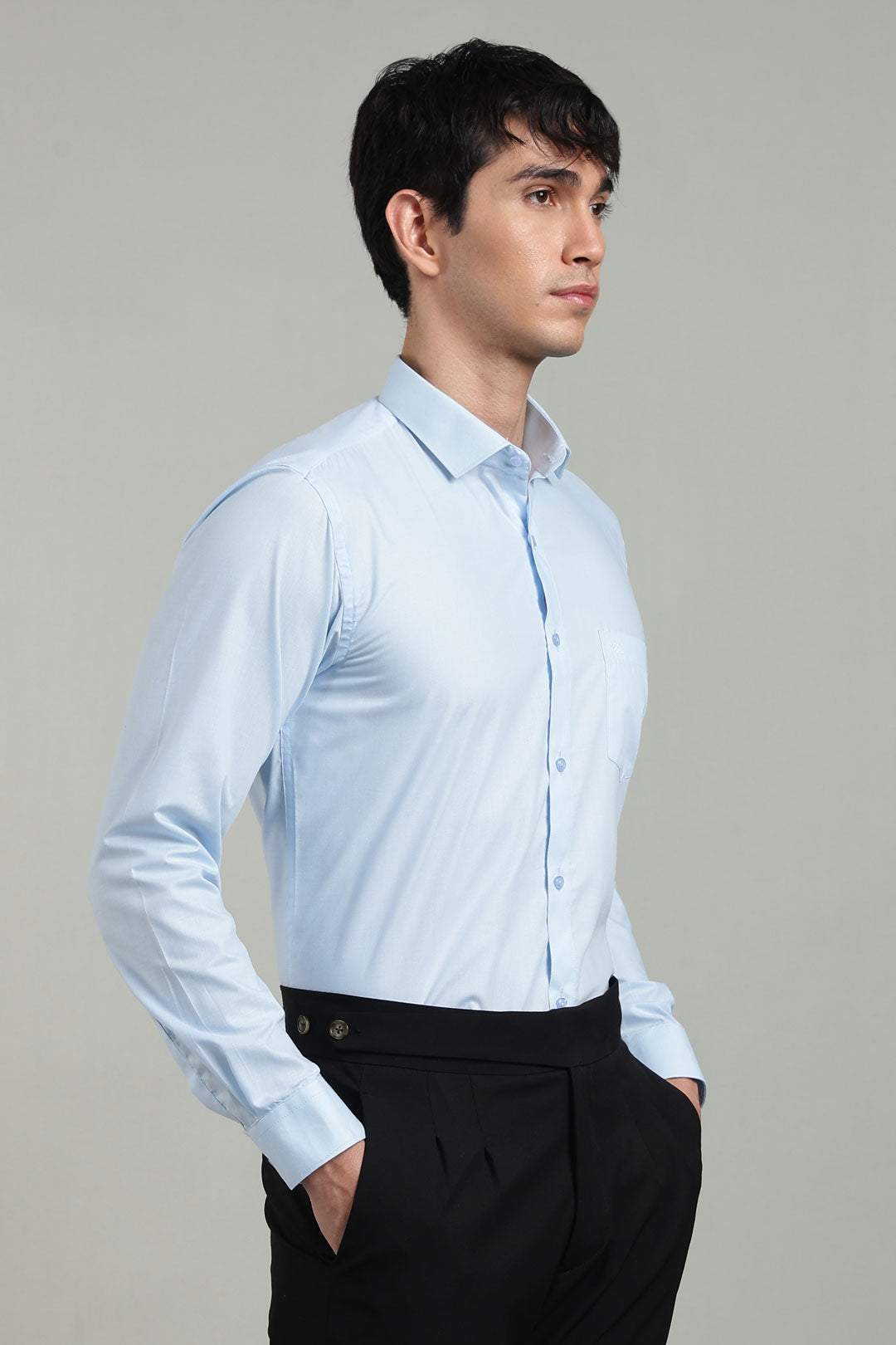 Blue Formal Plain Regular Fit Shirt | Cool Cotton