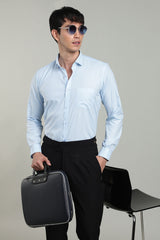 Blue Formal Plain Regular Fit Shirt | Cool Cotton