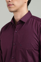 Wine Formal Plain Regular Fit Shirt | Denver