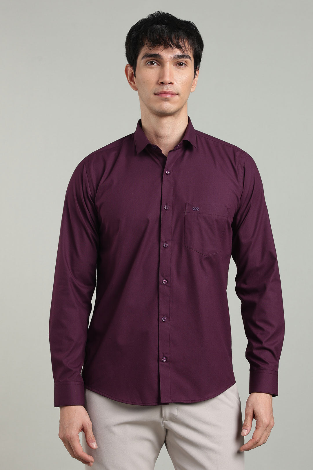 Wine Formal Plain Regular Fit Shirt | Denver