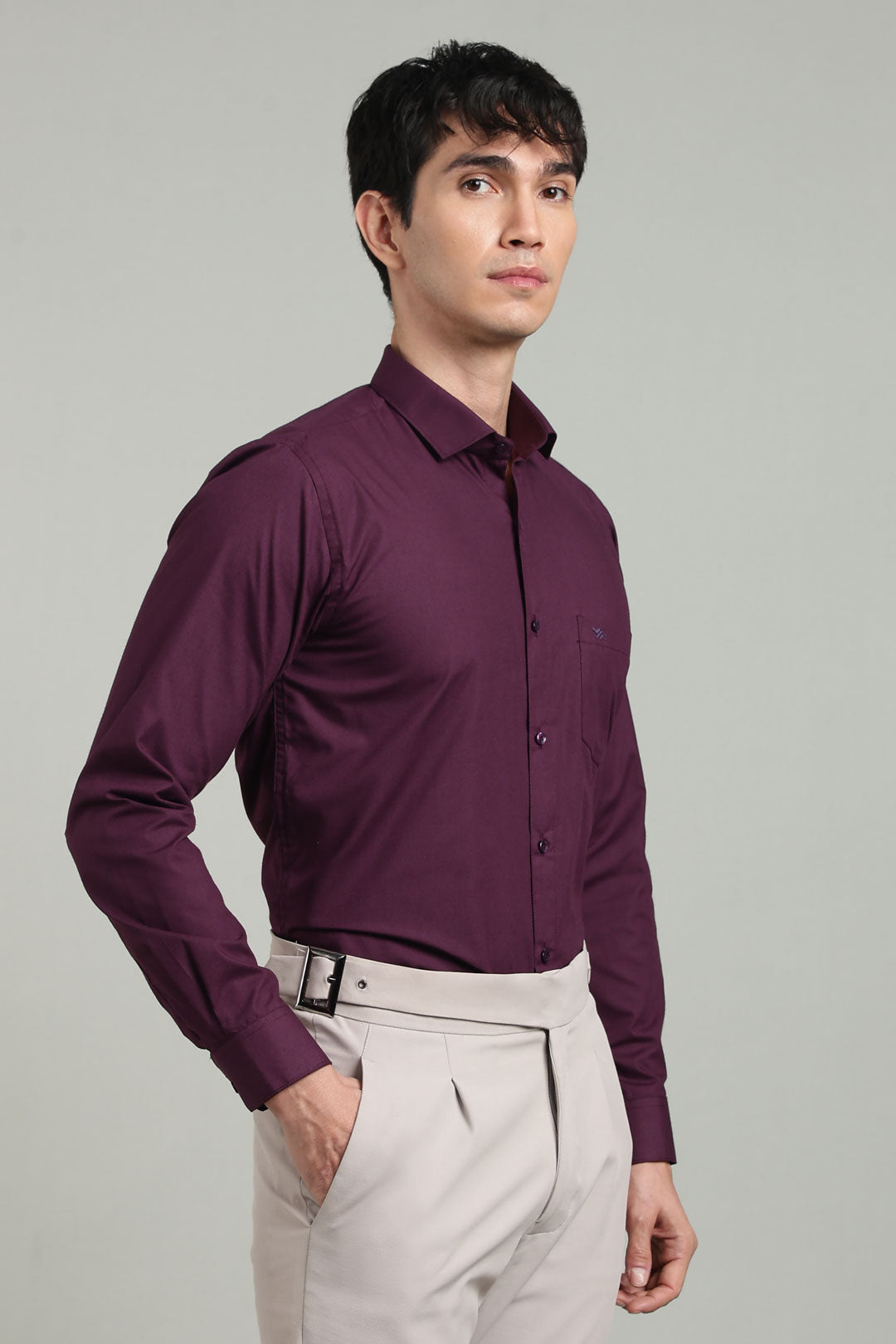 Wine Formal Plain Regular Fit Shirt | Denver