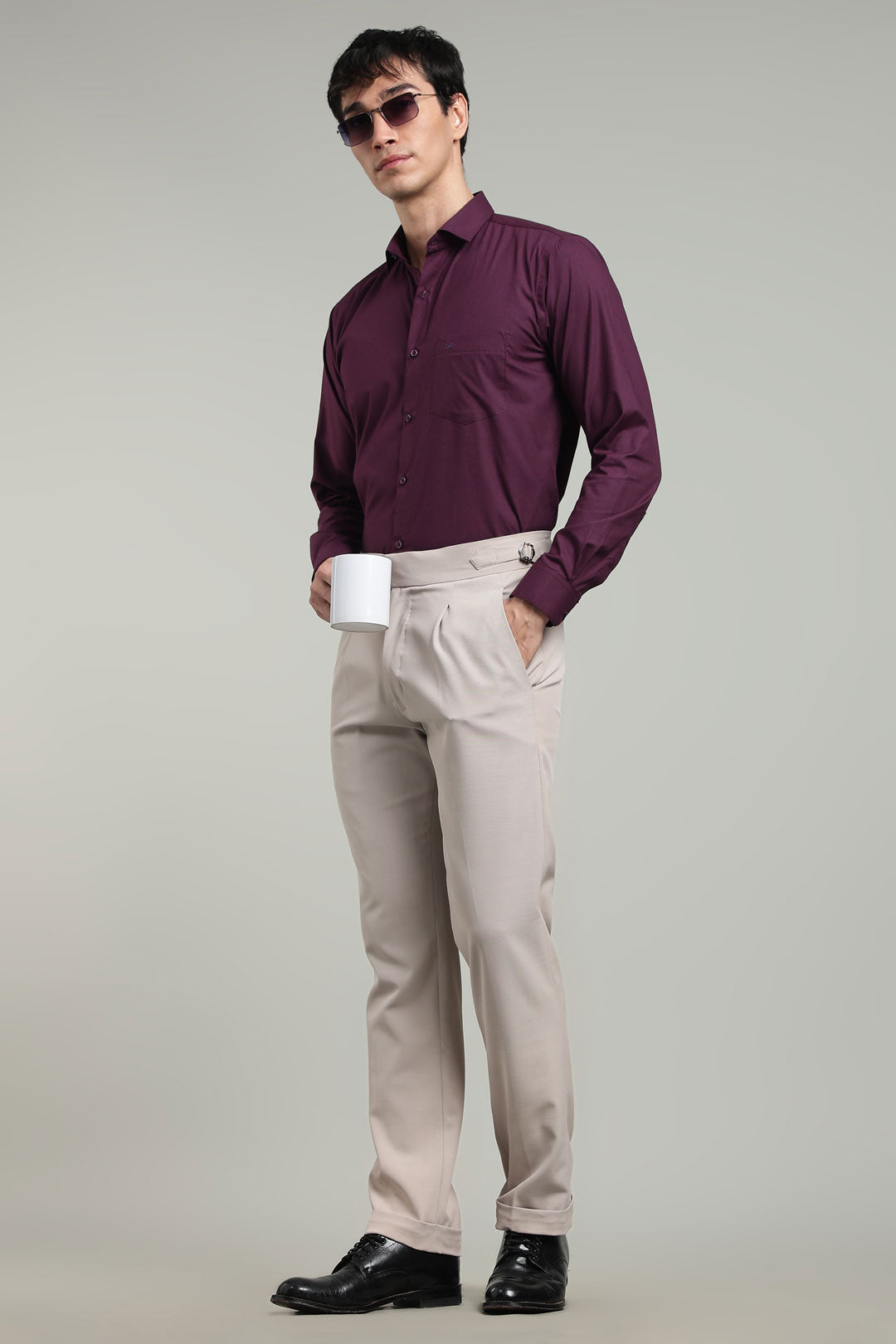 Wine Formal Plain Regular Fit Shirt | Denver
