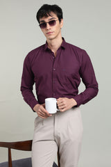 Wine Formal Plain Regular Fit Shirt | Denver