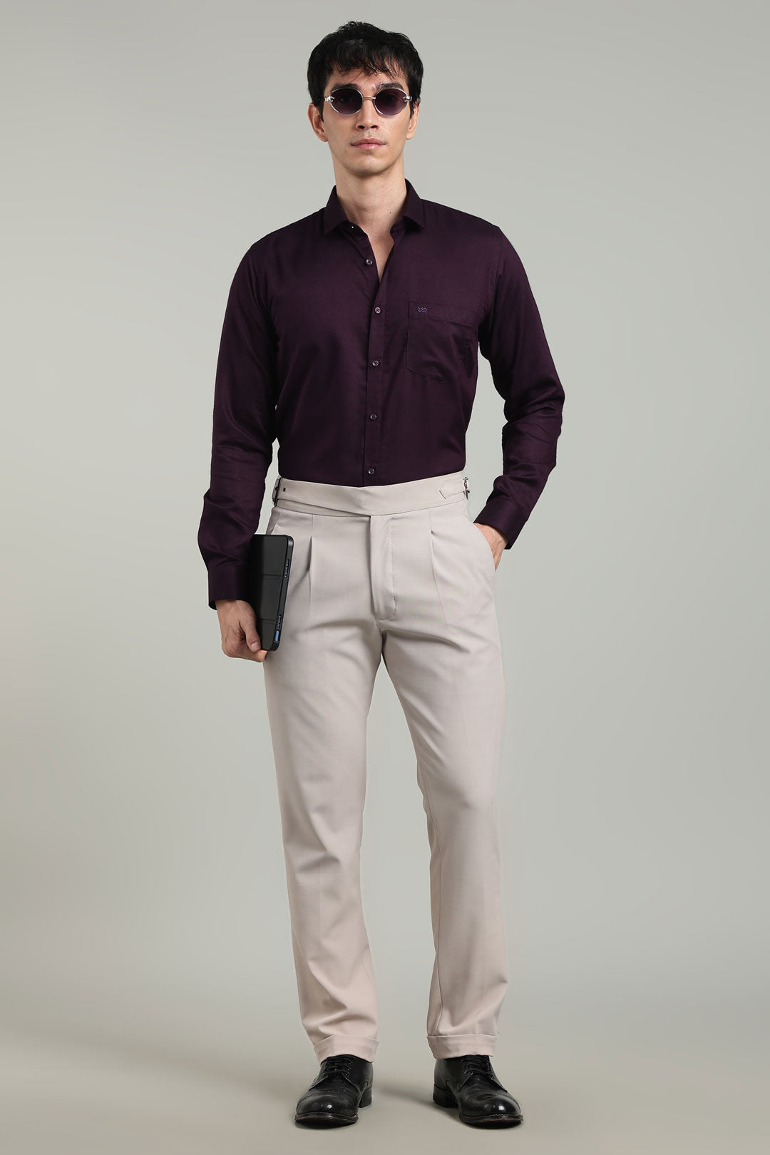 Purple Formal Plain Regular Fit Shirt | Cool Cotton