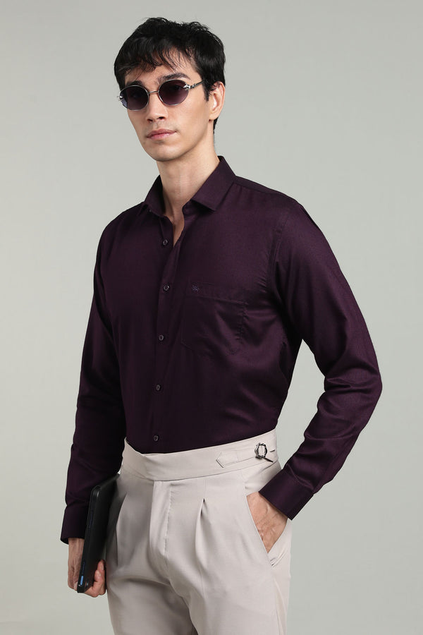 Purple Formal Plain Regular Fit Shirt | Cool Cotton
