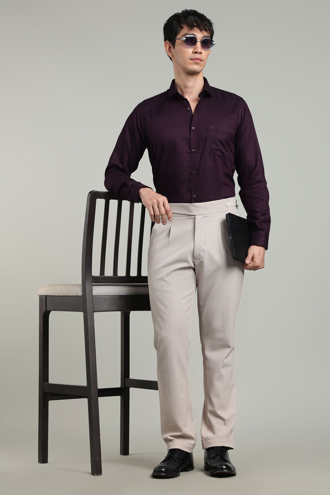 Purple Formal Plain Regular Fit Shirt | Cool Cotton