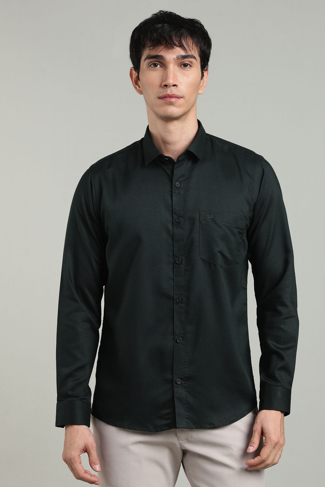 Black Formal Plain Regular Fit Shirt | Cool Cotton