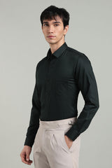 Black Formal Plain Regular Fit Shirt | Cool Cotton