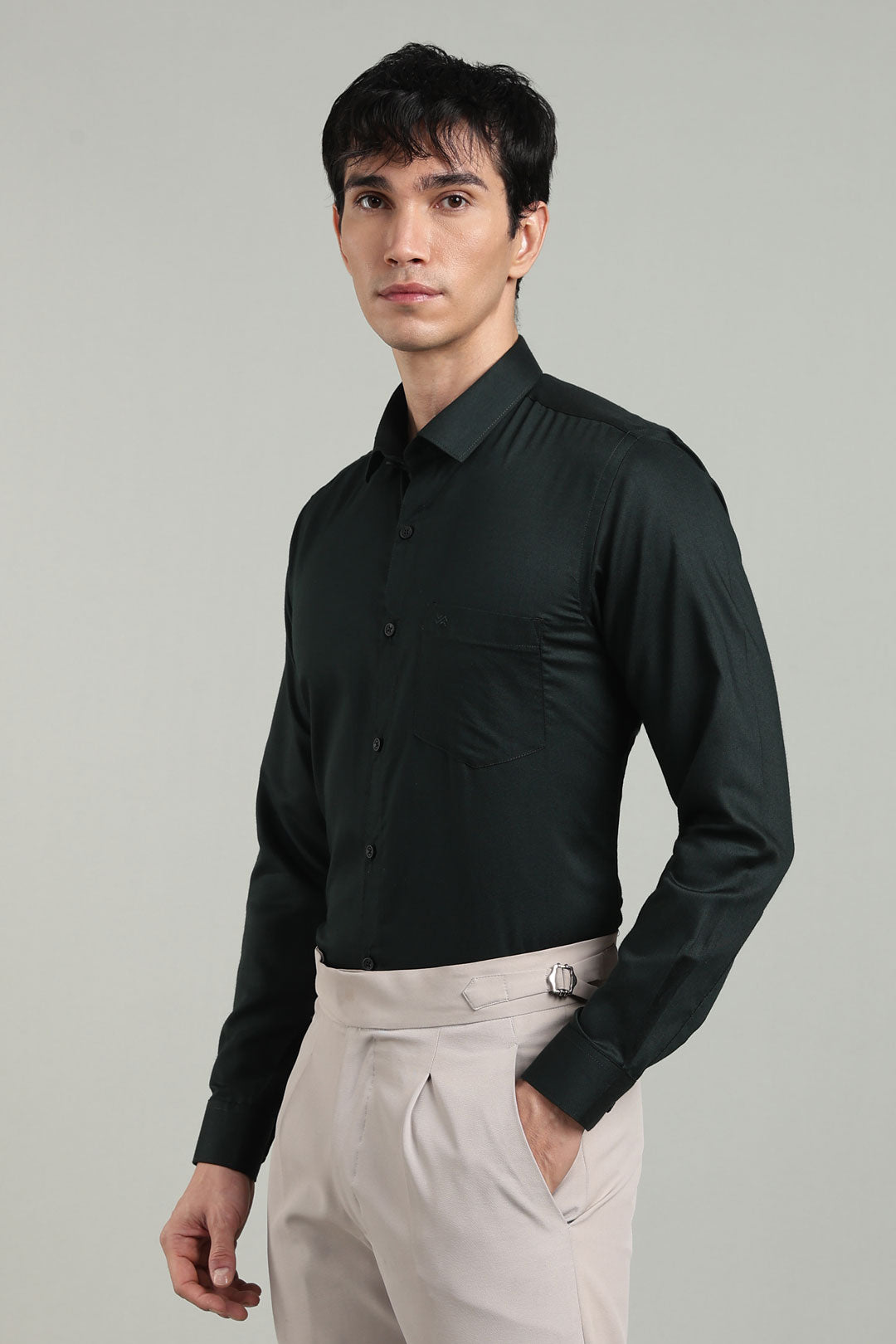 Black Formal Plain Regular Fit Shirt | Cool Cotton
