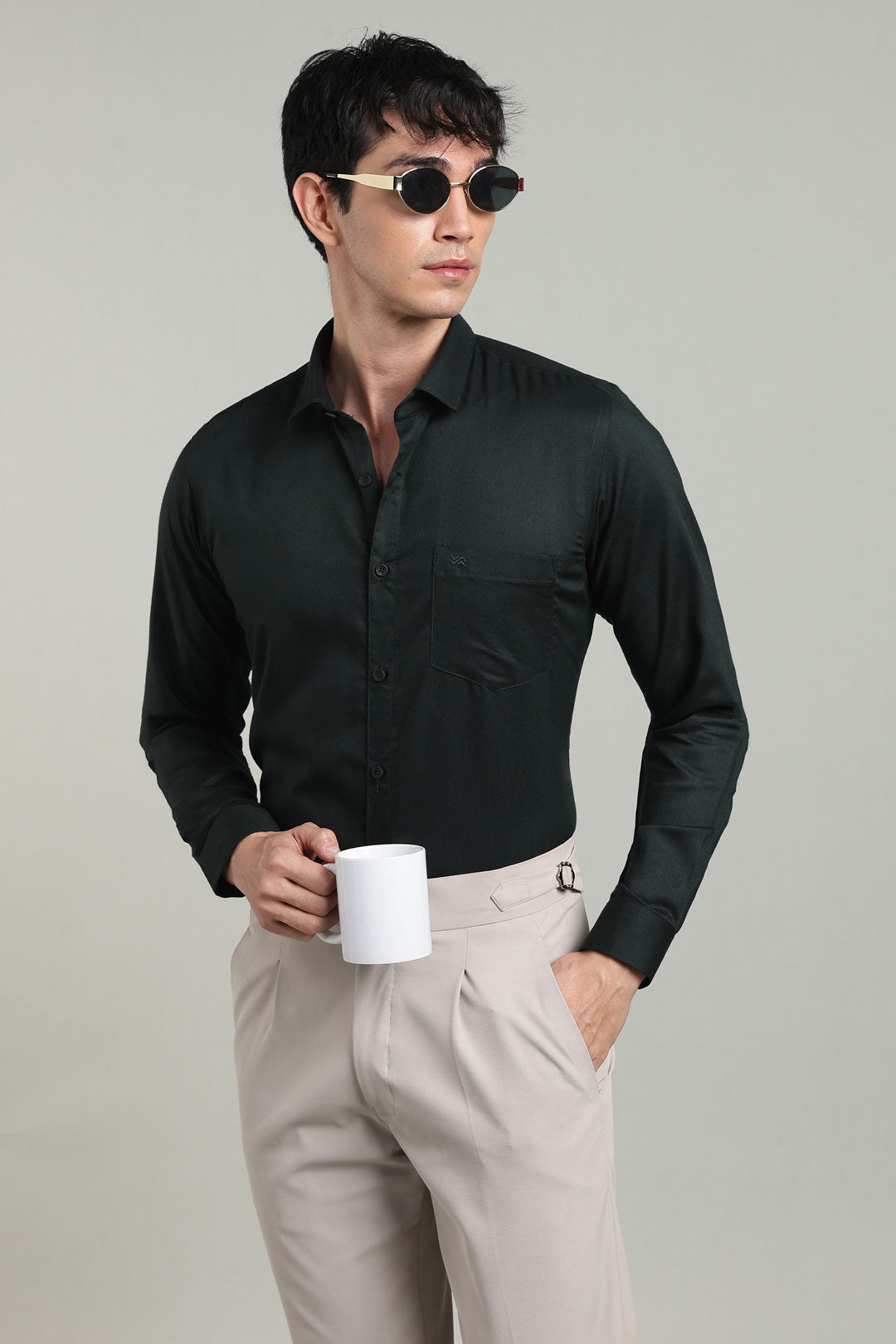 Black Formal Plain Regular Fit Shirt | Cool Cotton