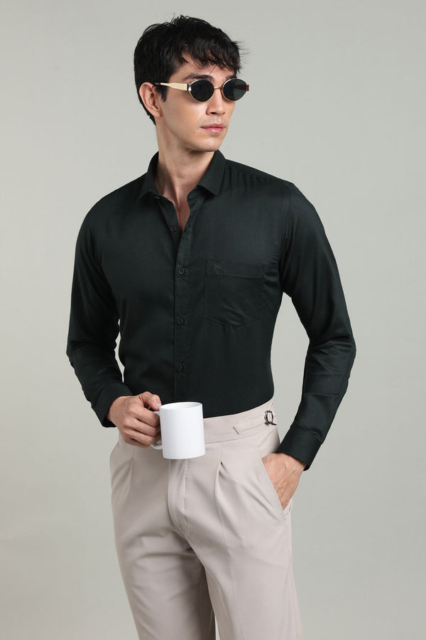 Black Formal Plain Regular Fit Shirt | Cool Cotton