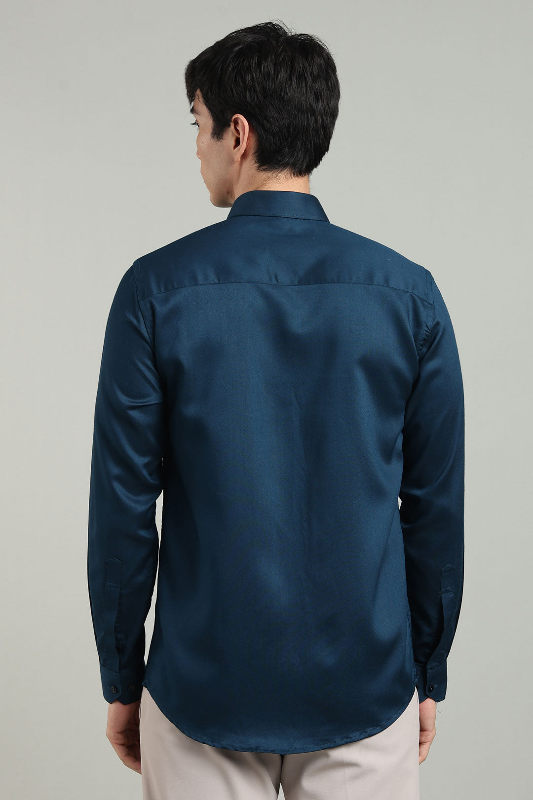 Mid Night Blue Formal Plain Regular Fit Shirt | Denver