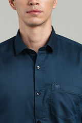 Mid Night Blue Formal Plain Regular Fit Shirt | Denver
