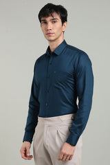 Mid Night Blue Formal Plain Regular Fit Shirt | Denver