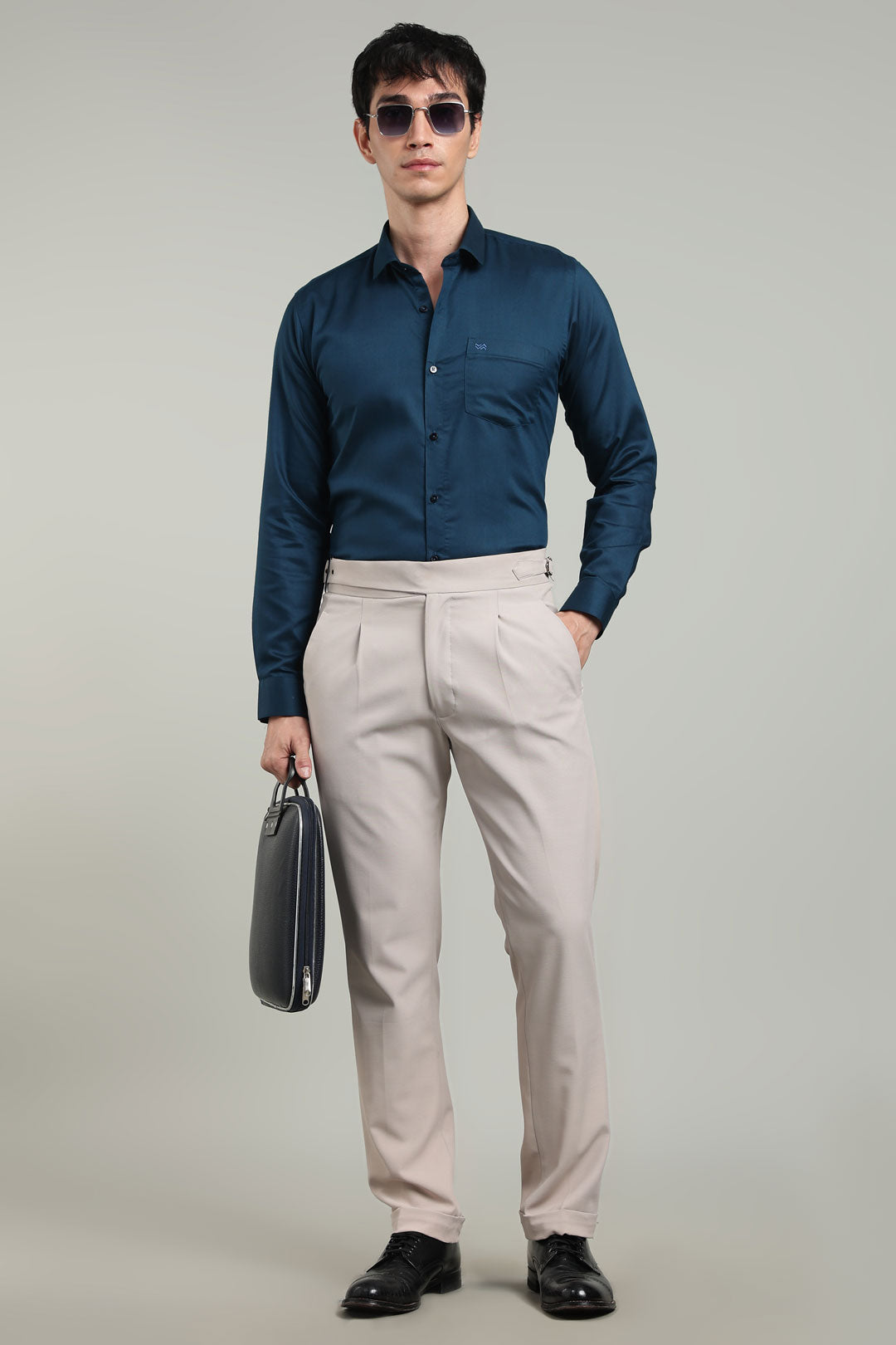 Mid Night Blue Formal Plain Regular Fit Shirt | Denver