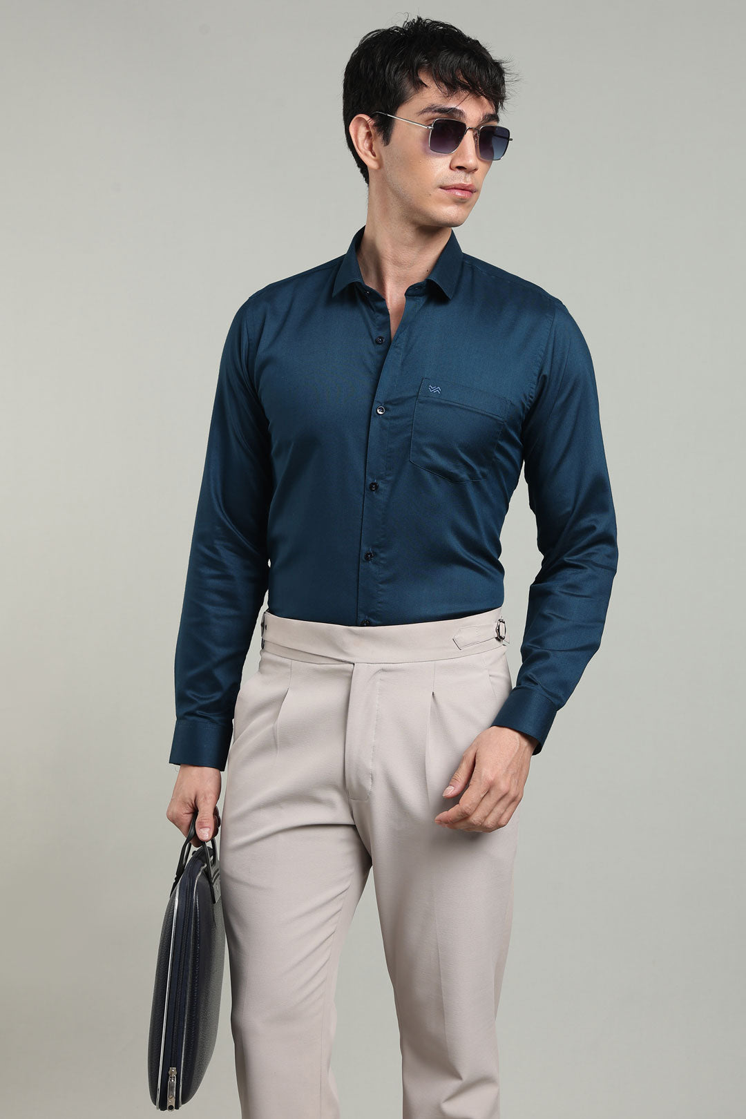 Mid Night Blue Formal Plain Regular Fit Shirt | Denver