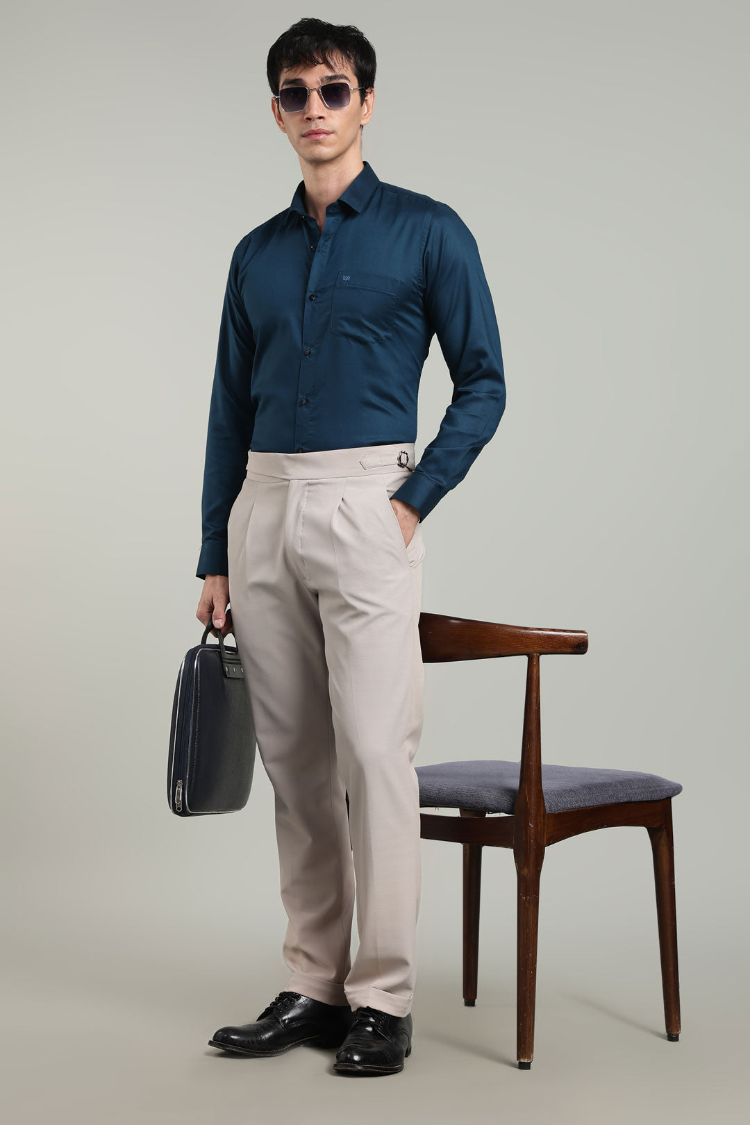 Mid Night Blue Formal Plain Regular Fit Shirt | Denver