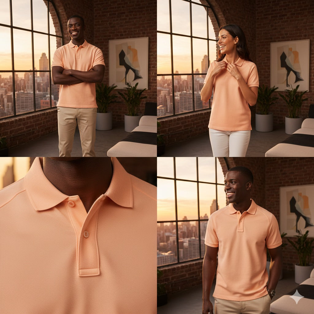 Premium Polo T-Shirt Peach Collar
