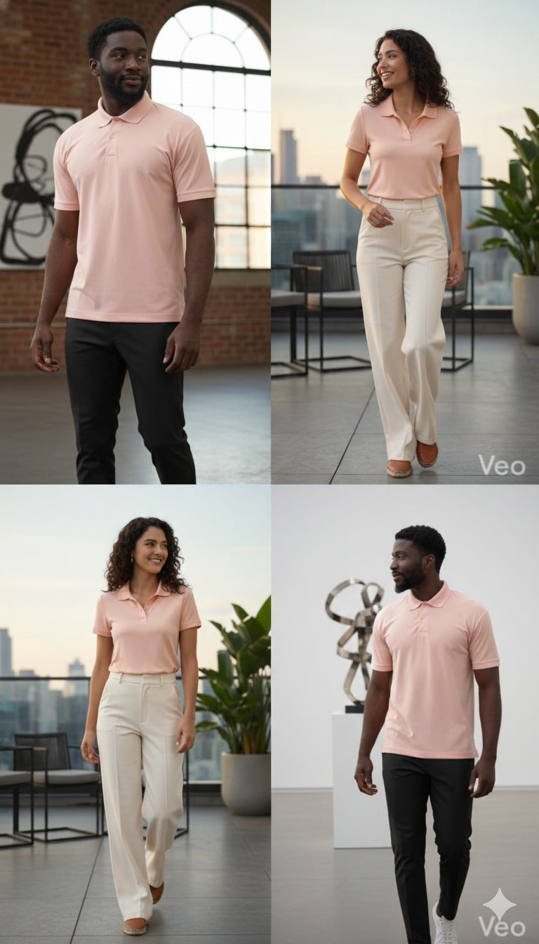 Premium Polo T-Shirt Peach Collar