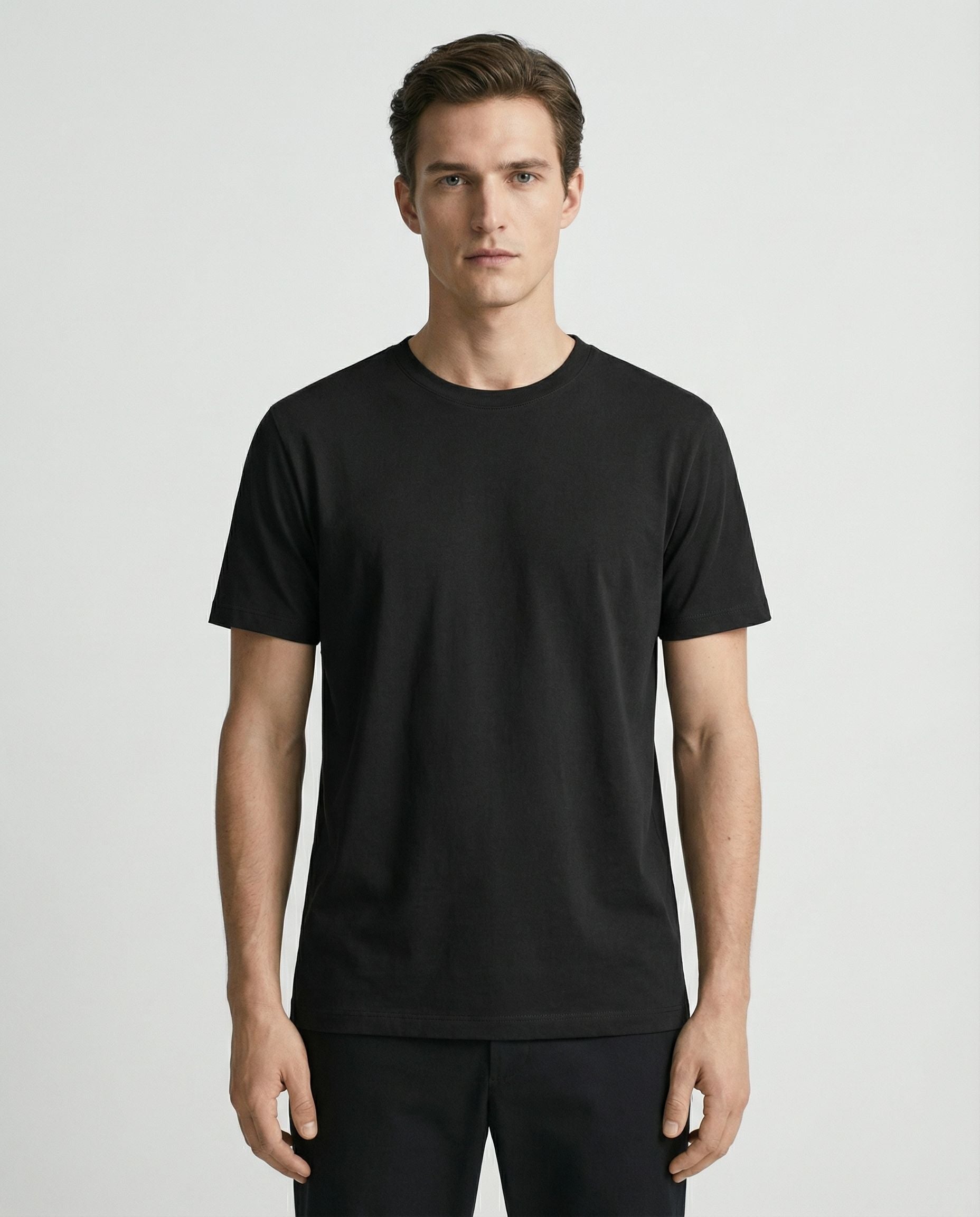 Charcoal Black Round Neck | 100% Cotton