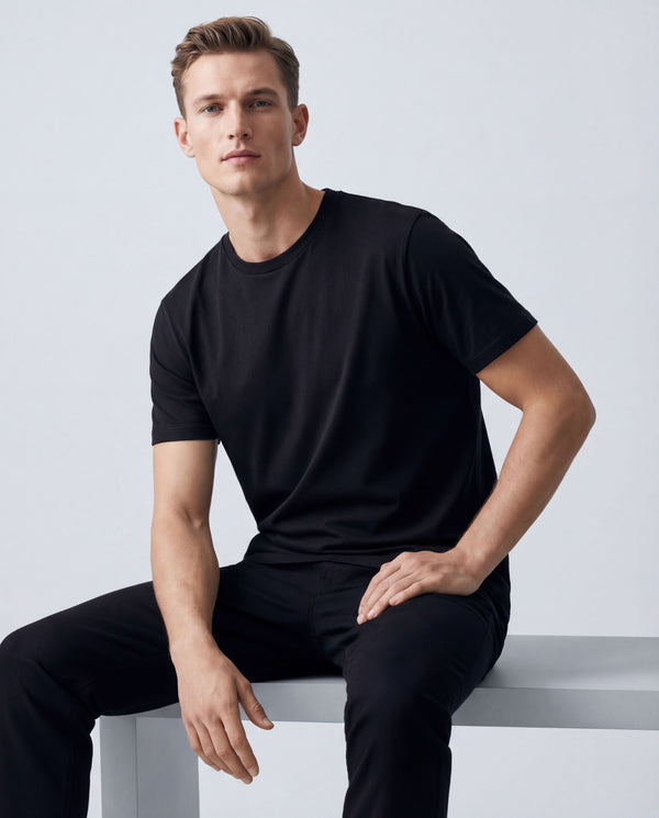 Charcoal Black Round Neck | 100% Cotton