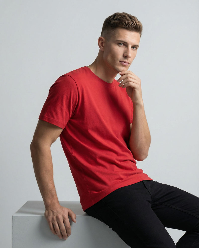 Ruby Red Round Neck | 100% cotton