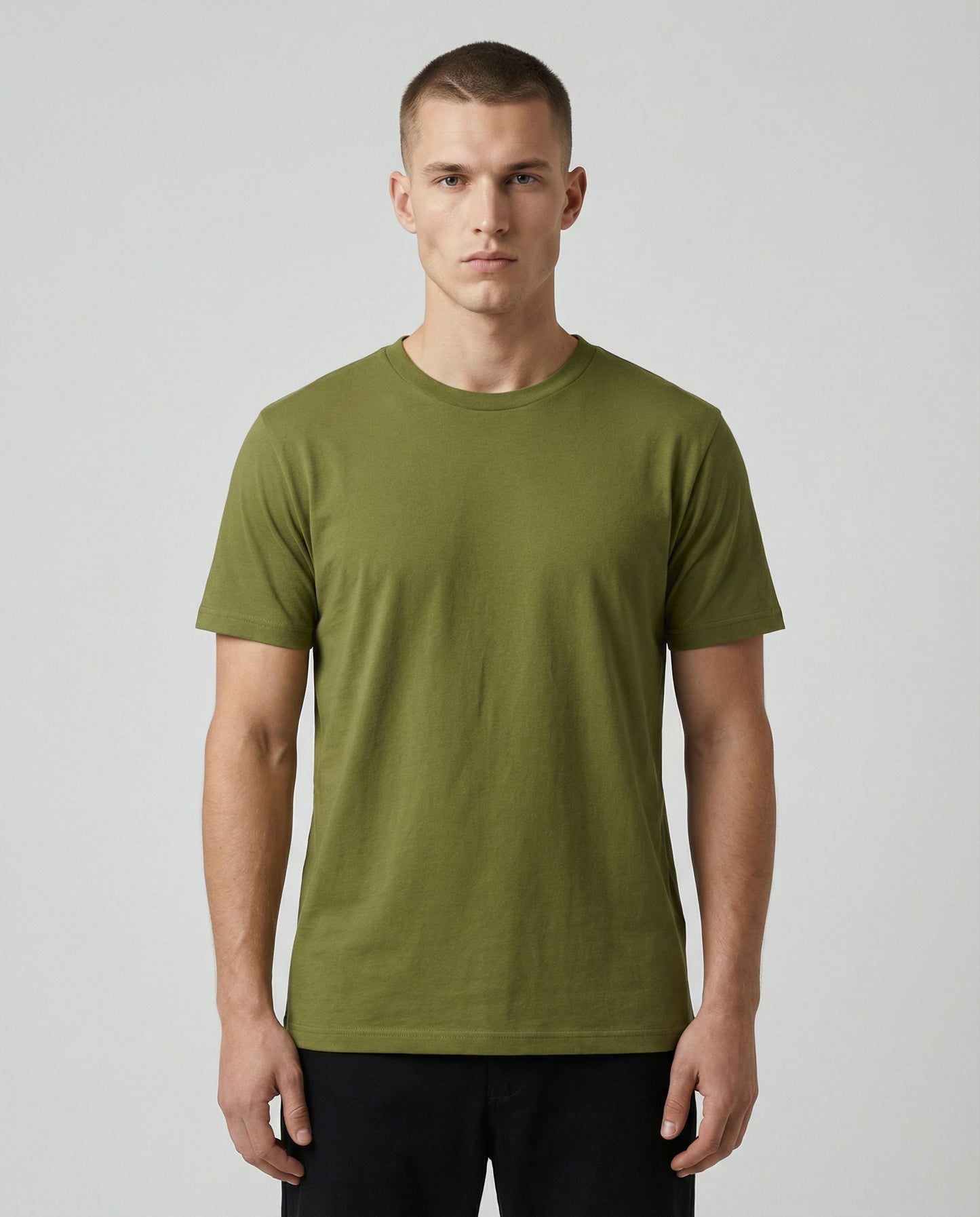 Olive Green Round Neck | 100% cotton