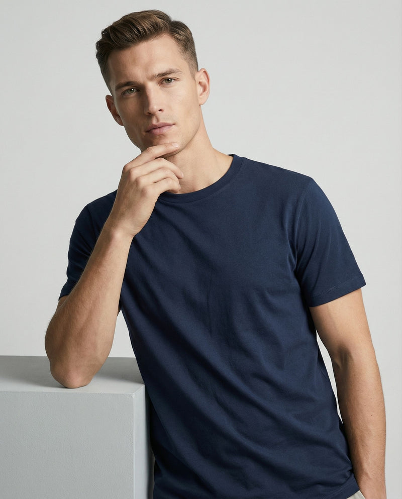 Classic Midnight Blue Round Neck | 100% Cotton