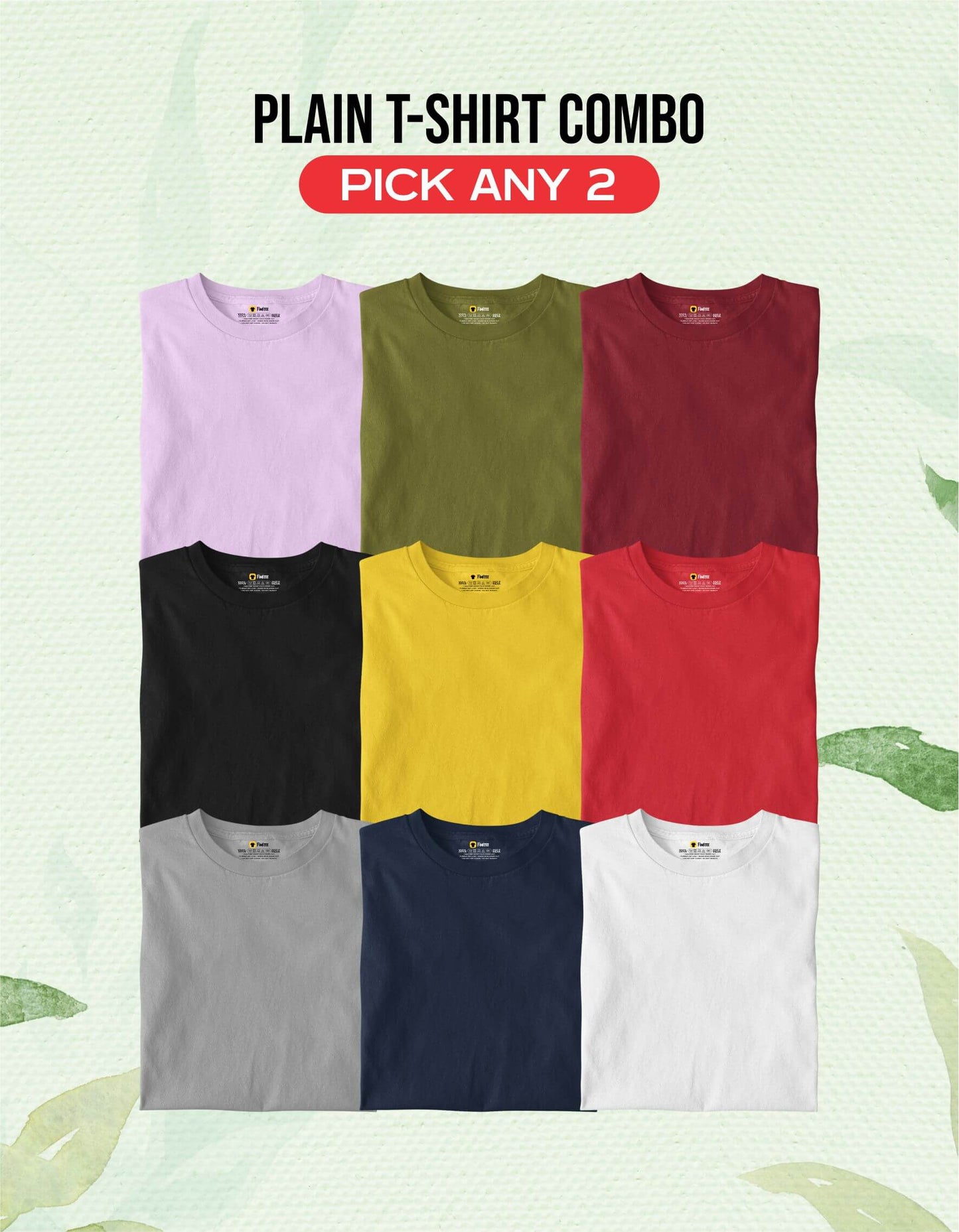 Plain T-shirt Combo Pick any Two